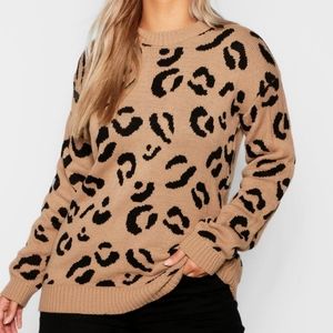 NWT BooHoo Leopard Knitted Sweater - Plus Size 18